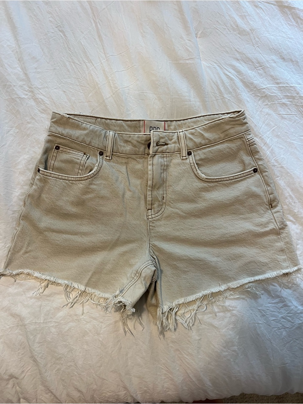 Urban Outfitters BDG Beige Frayed Hem Denim Shorts